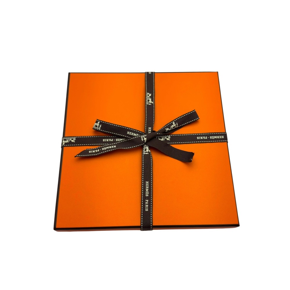 Hermes Square Orange Gift Box Logo Ribbon Luxury Designer Decor Style